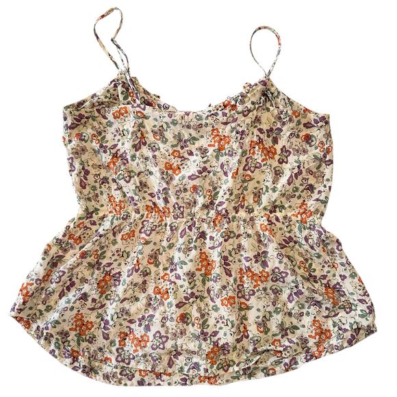 Vintage Rebecca Taylor Floral Silk Peplum Ruffle Front Cami Y2K Size 4 - Picture 8 of 10
